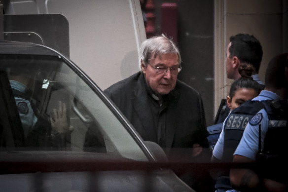 George Pell arriving at court for his appeal hearing in June.