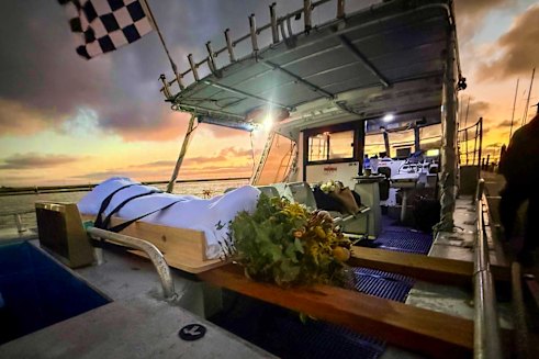Final farewell: Sunrise in Portland on the day of Alan Hamilton’s burial at sea.