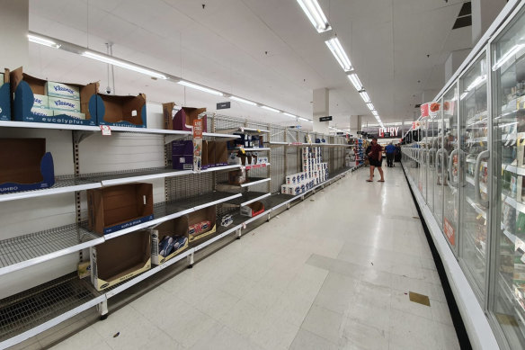 Empty shelves at Coles in Port Melbourne.