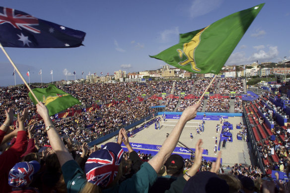 The Bondi beach volleyball stadium in all its glory.