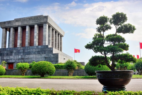 The Ho Chi Minh Mausoleum in the city of Hanoi.