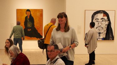 Opening weekend crowd at the NSW Art Gallery viewing the Archibald Prize finalists and winner. 