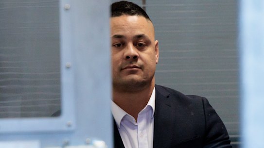 Jarryd Hayne is taken into custody in April 2023.