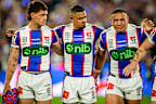 The Newcastle Knights before the NRL Telstra Premiership grand final at Accor Stadium. 