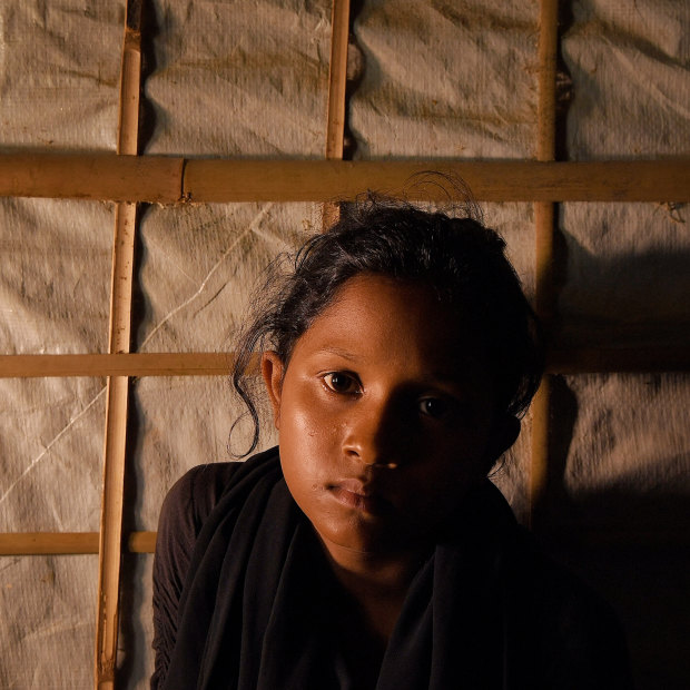 Yasmin Akhter, 13, at the Kutpalong refugee camp in Bangladesh.