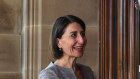 NSW Premier Gladys Berejiklian arrives at Government House in Sydney to meet Governor David Hurley and notify him she can form government after securing a majority.