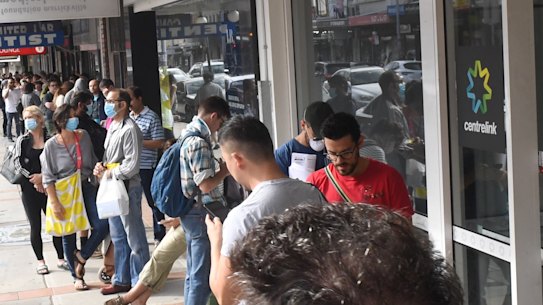 Huge lines at Marrickville Centrelink after the website crashed. 