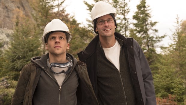 Jesse Eisenberg and Alexander Skarsgard play scheming cousins in The Hummingbird Project.