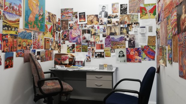 A desk at the agency I work at – some of the photos on the wall are Sophie's ancestors.