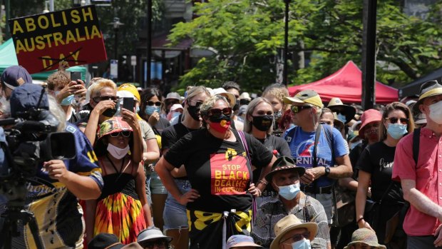 The Invasion Day rally at Queen’s Gardens in Brisbane