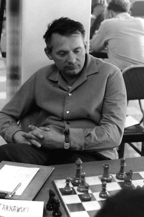 Josef Tarnawski playing chess in the 1960s. He remembers a mistake enabled him to defeat Russian Grandmaster Alexander Kotov in Brisbane in 1963.