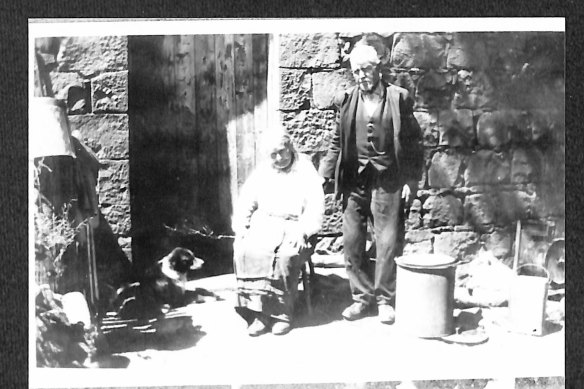 Miss Fanny Beattie and her brother Charles at Rockbank Inn in 1938.