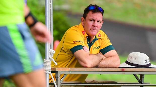Wallabies selector Michael O'Connor watches on at Australian training during last year's World Cup in Japan. 