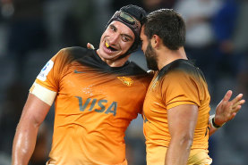 SYDNEY, AUSTRALIA - MAY 25: Tomas Lavanini of the Jaguares  celebrates victory during the round 15 Super Rugby match between the Waratahs and the Jaguares at Bankwest Stadium on May 25, 2019 in Sydney, Australia. (Photo by Jason McCawley/Getty Images) SYDNEY, AUSTRALIA - MAY 25: Tomas Lavanini of the Jaguares celebrates victory during the round 15 Super Rugby match between the Waratahs and the Jaguares at Bankwest Stadium on May 25, 2019 in Sydney, Australia. (Photo by Jason McCawley/Getty Images)

