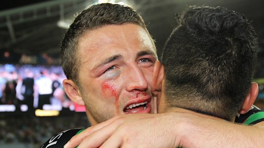 Sam Burgess etched himself into grand final folklore in the 2014 decider.