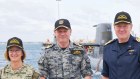 US Chief of Naval Operations  Admiral Lisa Franchetti, chief of the Royal Australian Navy Vice Admiral Mark Hammond and the UK Royal Navy First Sea Lord Admiral Ben Key in Perth.