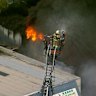A tyre store at Kingston has burned down.