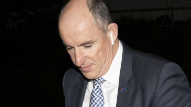 Government Services Minister Stuart Robert arrives at the fundraiser last night.