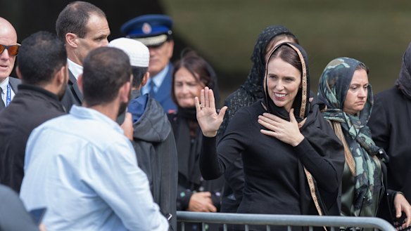Prime Minister Jacinda Ardern at Friday prayers in Christchurch.