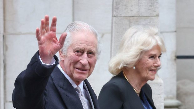 King Charles III with Queen Camilla in January in London.