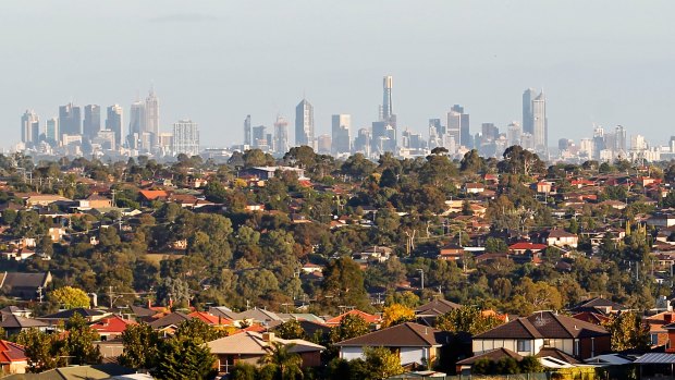 The Melbourne skyline from  Greenvale.
