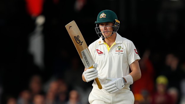 Marnus Labuschagne has the sticker of an eagle at the bottom of his bat in reference to his favourite bible passage.