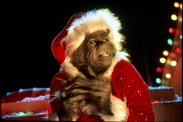 Jim Carrey in a scene from the 2000 movie The Grinch.