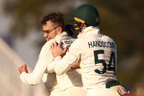 Todd Murphy’s first Test wicket arrived in the penultimate over.