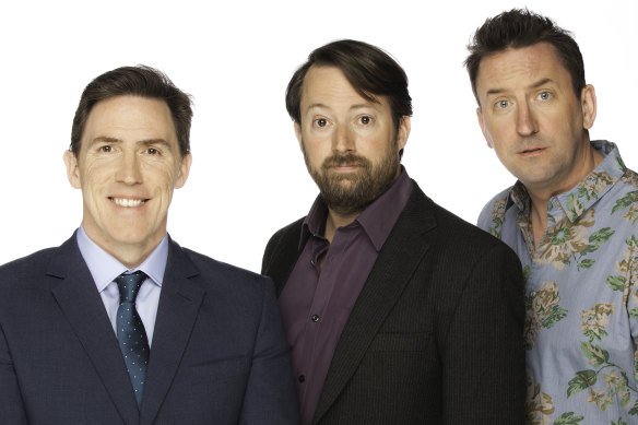 Rob Brydon, David Mitchell and Lee Mack in Would I Lie To You, an institution of British TV.