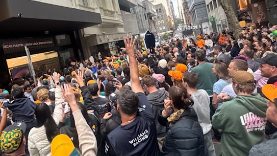 Oscar Piastri was swamped by fans in the Melbourne CBD on Tuesday.