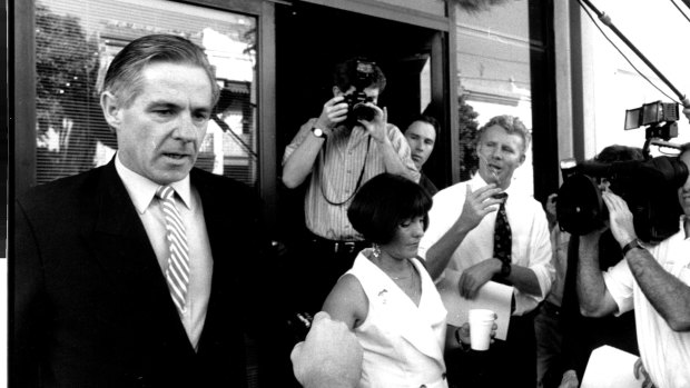 Kimbal Cook and his wife Diana outside the ICAC building in February 1994.