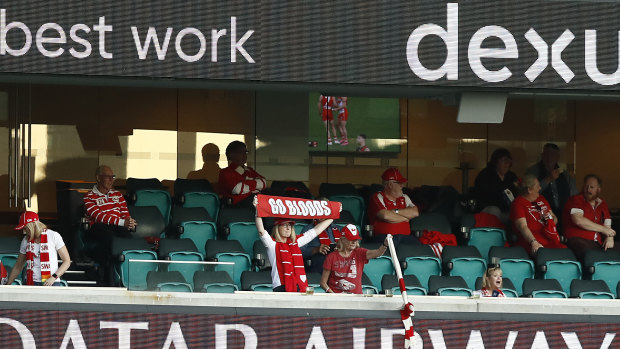 Taking a stand: A small crowd was in attendance as the Swans took on the Bombers at the SCG on Sunday.