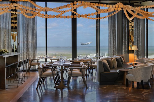 Te Kaahu, on the top floor, has amazing views of distant mountains and the nearby airport.