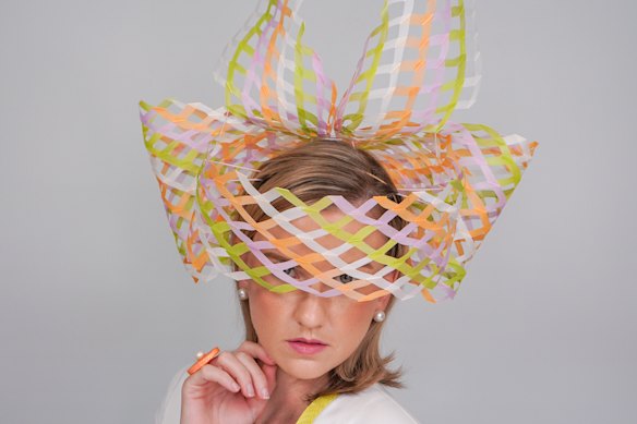 The winner of Best Millinery (Belinda Osborne) for Myer Fashions on Your Front Lawn.