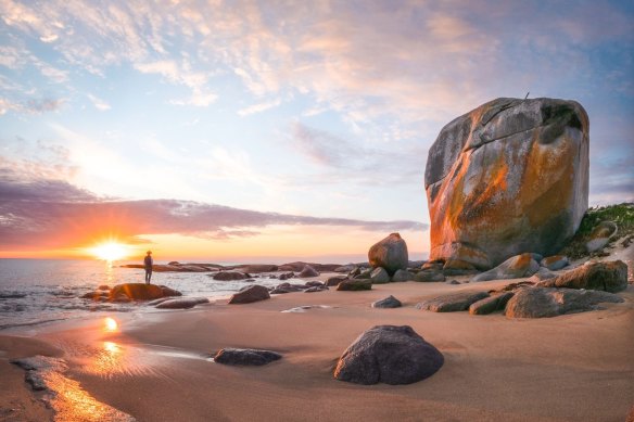 The curious Castle Rock on Marshall Beach.