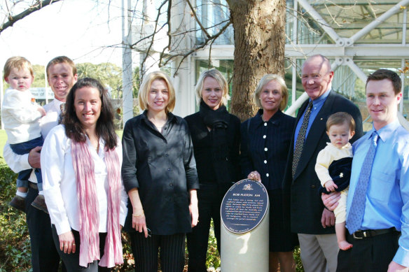 Bob Fulton with his family at a Sydney Football Stadium walk of fame unveiling in 2003.