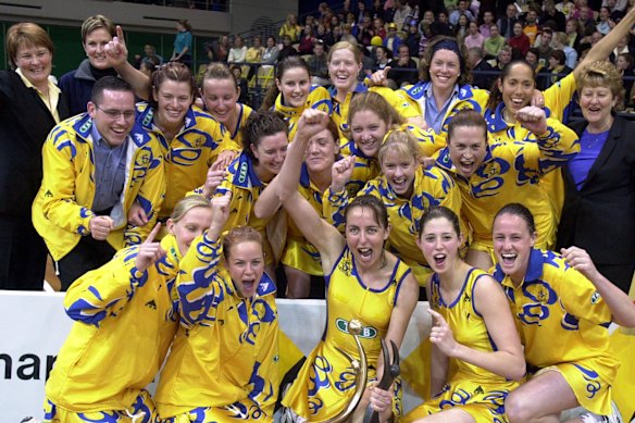 The Swifts celebrate their national league win in 2001.