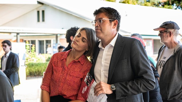 Jerome Laxale voted in his Bennelong electorate alongside his wife, Jo, last year.