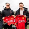 Manchester United technical director Darren Fletcher (far left) and captain Bruno Fernandes (far left) Ivan and Nathan Cleary.