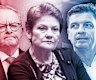 The left-right binaries: Anthony Albanese, Pauline Hanson and Angus Taylor.