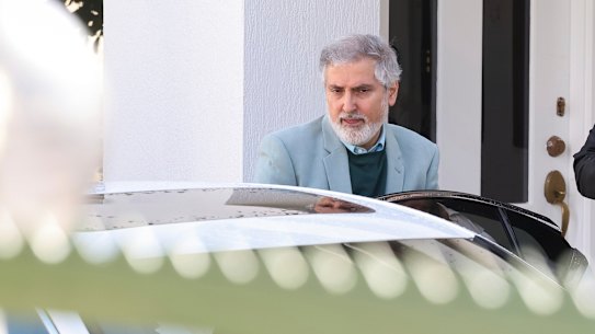 Iranian ambassador to Australia Ahmad Sadeghi leaves the embassy on Wednesday. He has just days to depart from Australia.