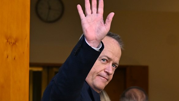 Farewell: Bill Shorten leaves the press conference announcing his departure on Thursday.