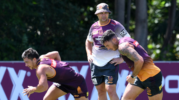Anthony Seibold (centre) has brought in some new philosophies to his predecessor Wayne Bennett.