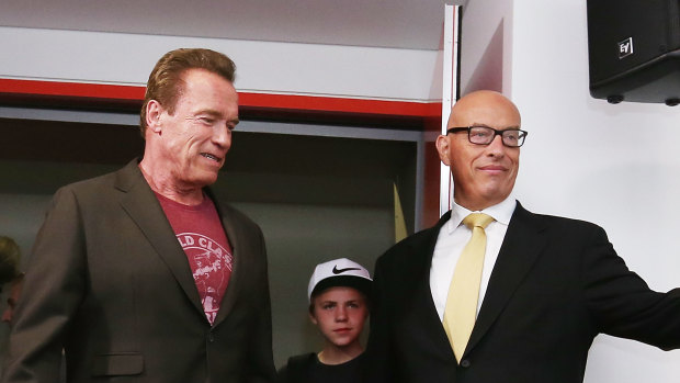 Max Markson in 2015 with Arnold Schwarzenegger.