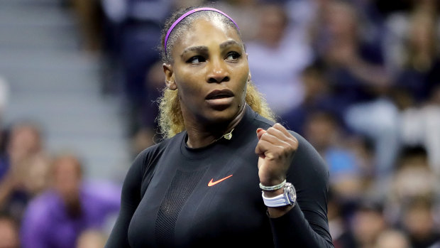 Centurion: Serena Williams celebrates after making short work of Qiang Wang. 