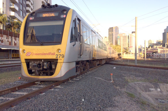 Queensland Rail has ordered trains on two city lines to slow down due to the “extreme heat”.