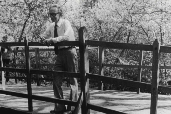 Christopher Milne, son of A. A. Milne, opened Pooh Bridge at Hartfield, Sussex, England  in 1979 after it has been repaired by the local authority.