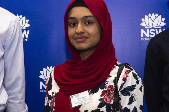 Manal Khan, who topped Advanced Maths in the 2020 HSC.