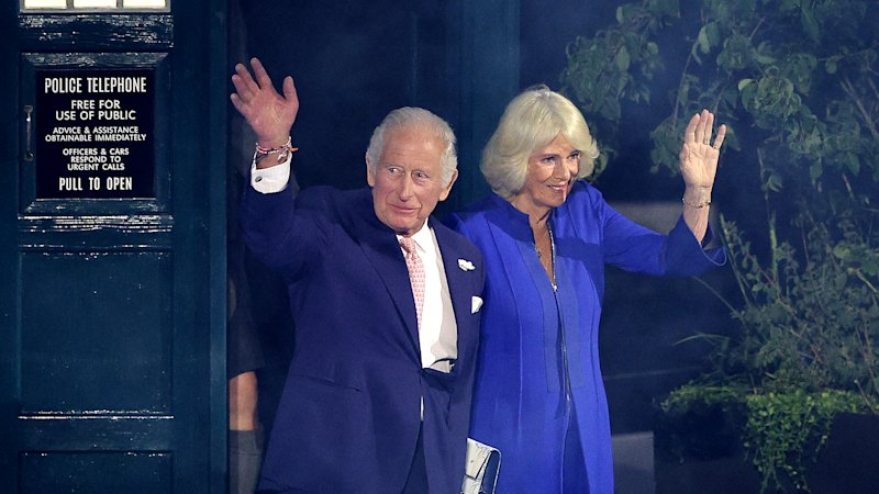 Commonwealth Games King Charles and Queen Camilla arrive in Dr Who Tardis for Glasgow opening ceremony
