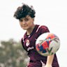 Iranian women’s football player Fatemeh Pasandideh in action training with the Brisbane Roar women’s squad.
